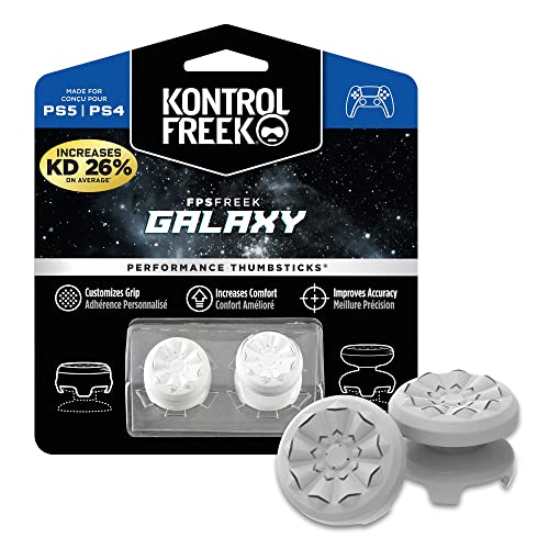 FPS Freek Galaxy White for Playstation 4 (PS4) and Playstation 5 (PS5) | Performance Thumbsticks | 1 High-Rise, 1 Mid-Rise | White