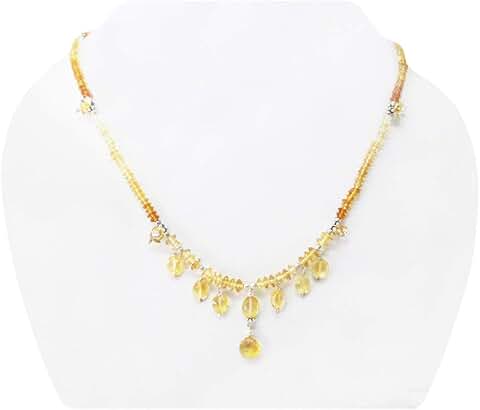 Handmade Yellow Citrine Beaded Necklace for November Birthstone