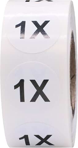 White 1X Clothing Size Stickers, 3/4 Inch, 500 Labels