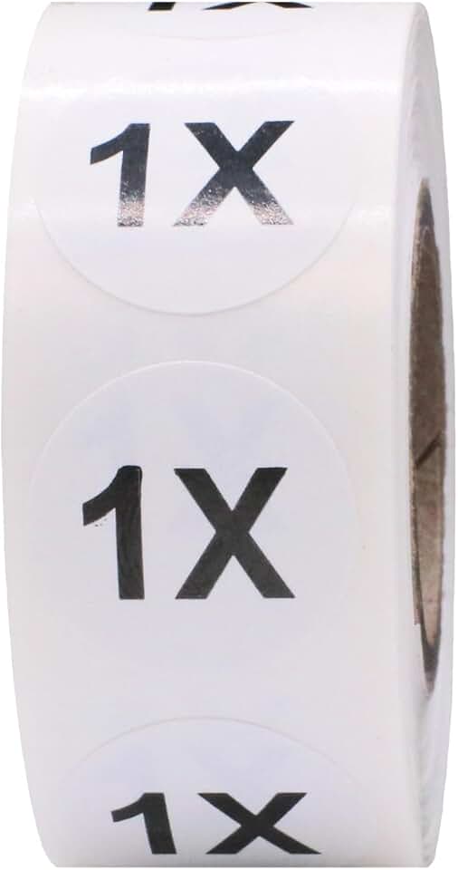 White 1X Clothing Size Stickers, 3/4 Inch, 500 Labels