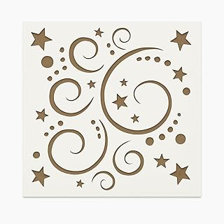 Stars and Swirls Stencil, 5.5" x 5.5" for Crafts