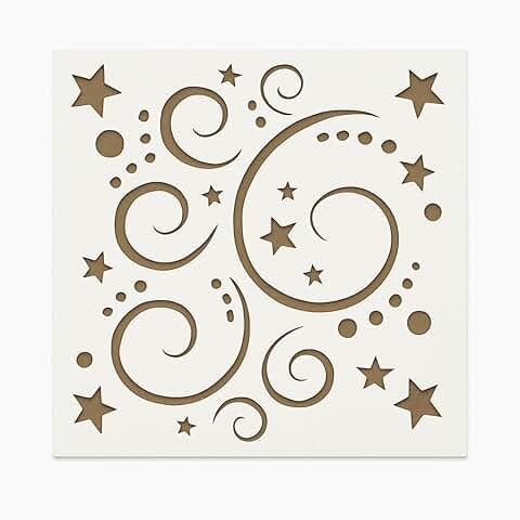 Stars and Swirls Stencil, 5.5" x 5.5" for Crafts