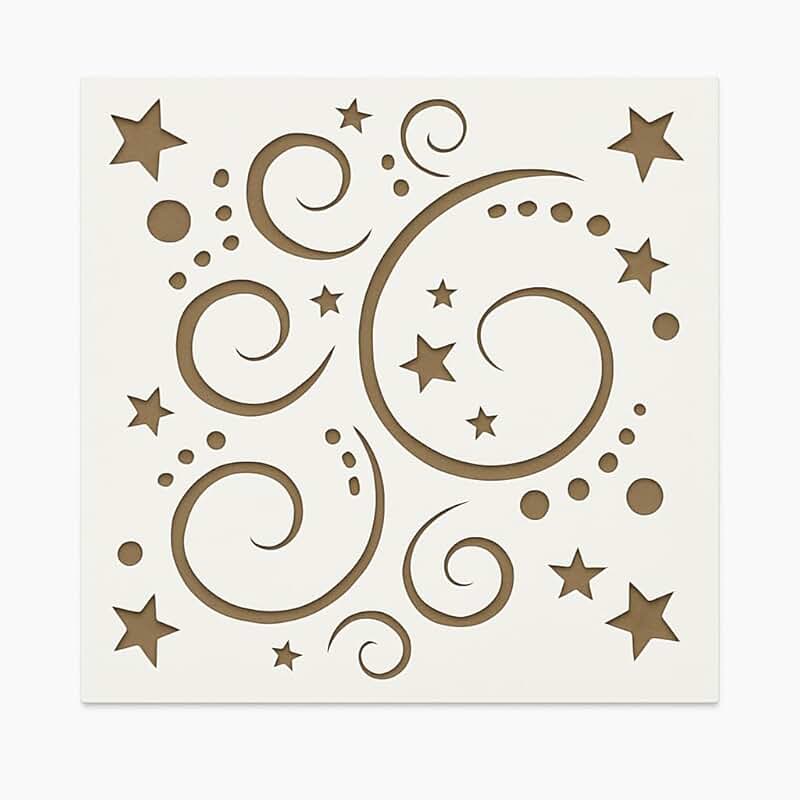 Stars and Swirls Stencil, 5.5" x 5.5" for Crafts
