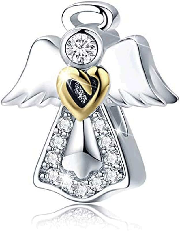 Sterling Silver Feather Angel Wing Heart Charm