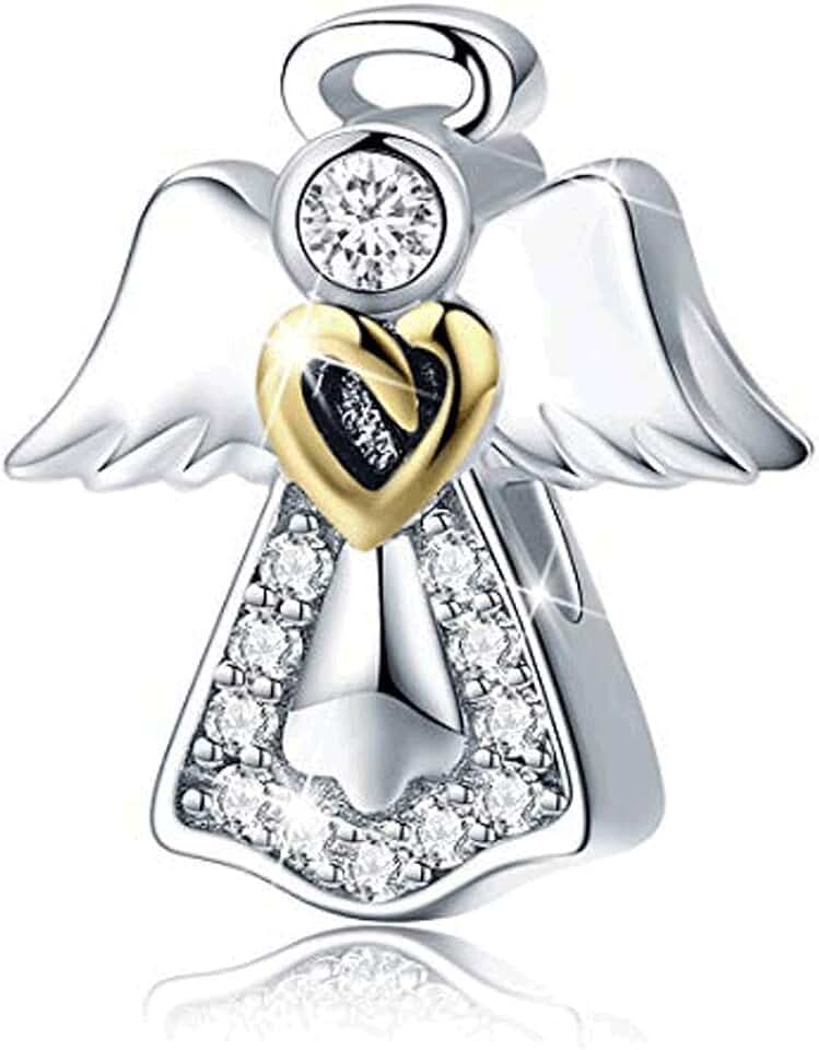 Sterling Silver Feather Angel Wing Heart Charm