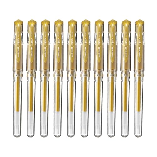 Set of 10 Gold Signo Broad 0.04 Inch Ballpoint Pens