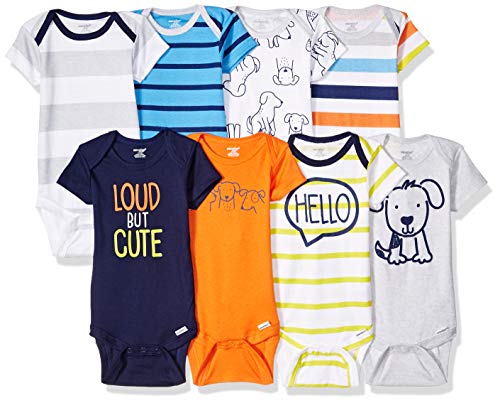 Baby Boys  8-Pack Short Sleeve Mix   Match Bodysuits, Loud Cute Dog, 0-3 Months