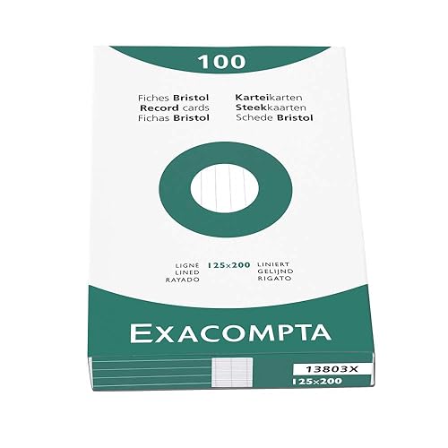 White Bristol Record Cards, 125x200mm, 100-pack