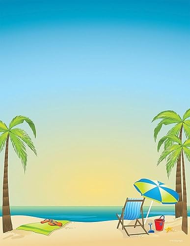 Beach-themed letterhead, 8.5 x 11 inches, 80 sheets