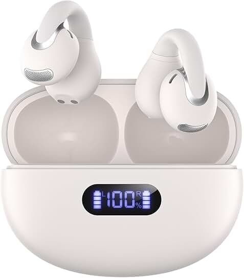 Wireless Open Ear Clip Earbuds with Mic and 24H Play