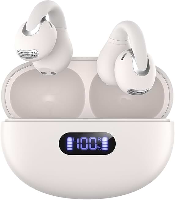 Wireless Open Ear Clip Earbuds with Mic and 24H Play