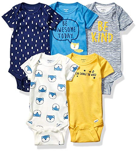 Baby Boy's 5-Pack Variety Onesies Bodysuits, Awesome Fox, 0-3 Months