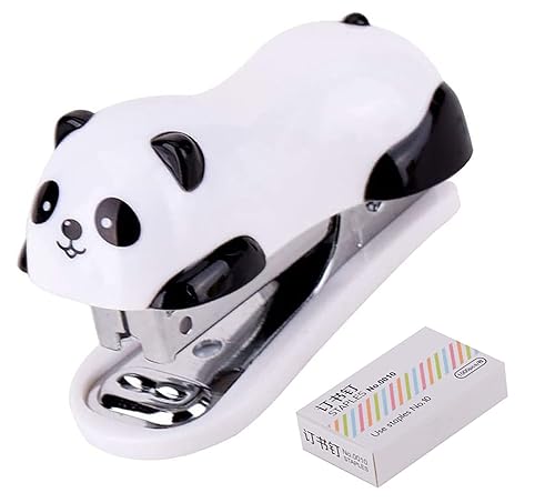 Mini Panda Desktop Stapler for 10 Sheets with 1000 Staples