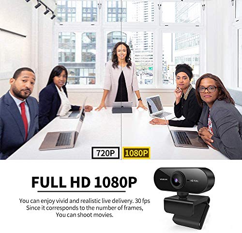 Webcam 1080P HD Computer Camera Streaming Web Camera Small Camera Wide View Angle USB Webcam with Microphone for PC Mac Laptop Desktop Video Calling (Black)
