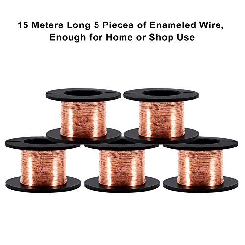 0.1Mm Copper Wire,Magnet Wire 0.1mm Copper Wire,Enameled Wire 0.1mm, 5pcs Winding Magnet Copper Solder Wire Length 15m