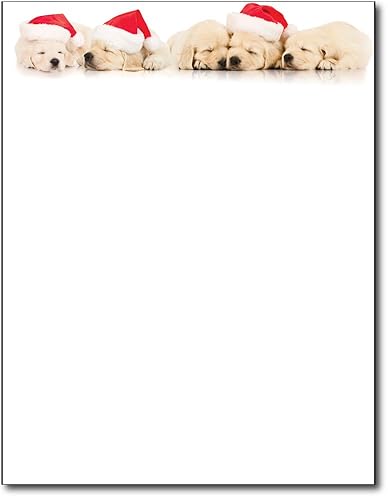 Puppies Holiday Letterhead Paper, 80 Sheets