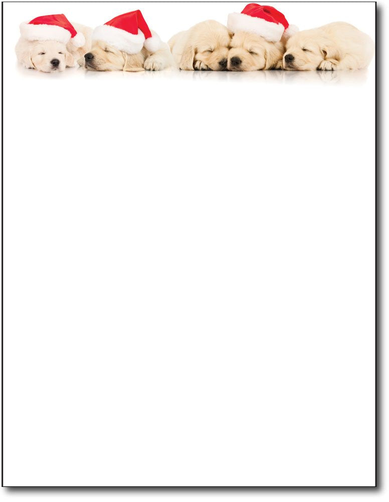 Puppies Holiday Letterhead Paper, 80 Sheets