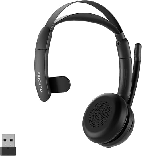 Wireless single-ear headset with mic, noise cancelling, 45-hour battery