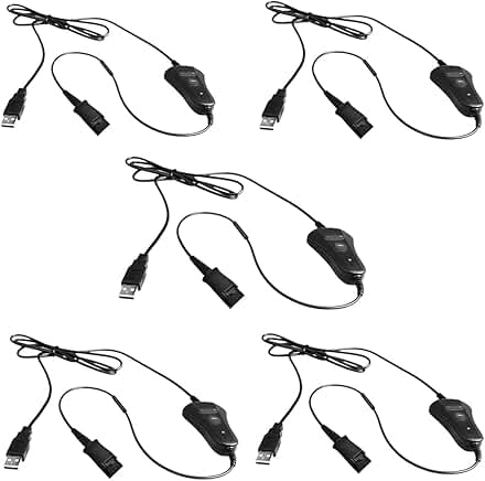 QD to USB adapter cable with volume and mute, 5-pack