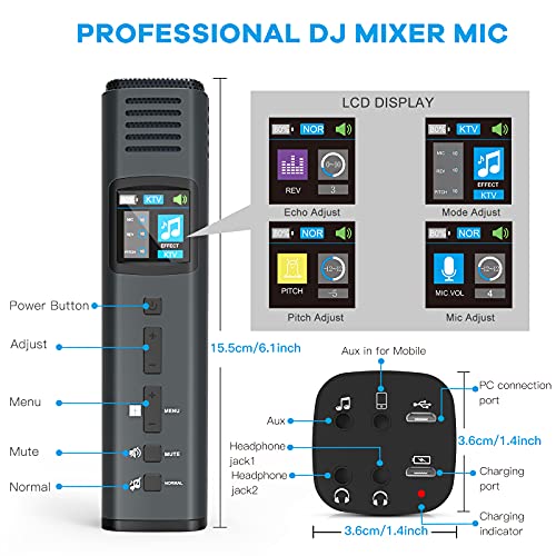 Studio Microphone, Condenser Recording Microphone for Phone & Computer Mac Tablet, Metal DJ Mixer Mic with Gooseneck Arm Clamp Mount for Singing Podcasting Streaming YouTube TikTok Videos