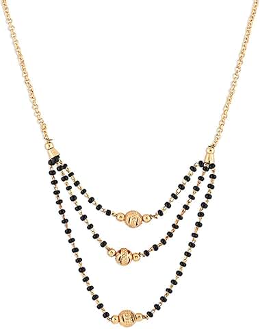 Traditional Three-Layered Crystal Mangalsutra for Women