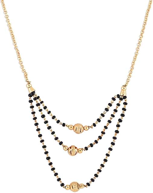 Traditional Three-Layered Crystal Mangalsutra for Women
