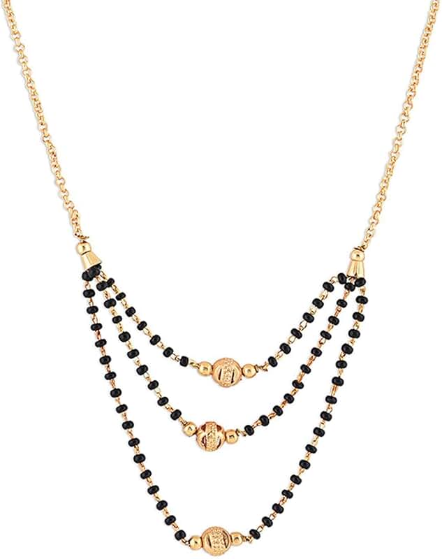 Traditional Three-Layered Crystal Mangalsutra for Women