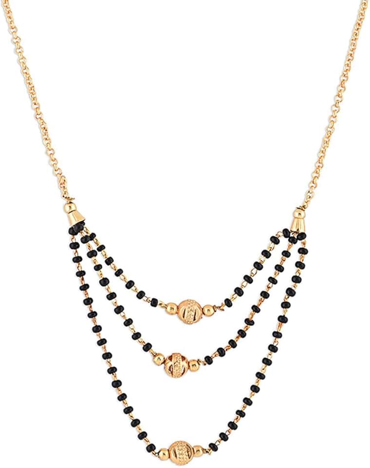 Traditional Three-Layered Crystal Mangalsutra for Women