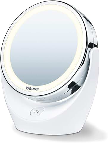 Double-Sided Illuminated Makeup Mirror with LED Lights