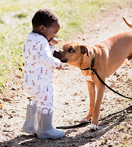 boys Pajamas, Zip-front Non-slip Footie Pjs,  Cotton and Toddler Sleepers, Puppy Party, 18 Months US