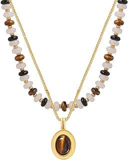 Bohemian Earthy Bead Choker with Stone Pendant