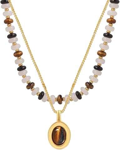 Bohemian Earthy Bead Choker with Stone Pendant