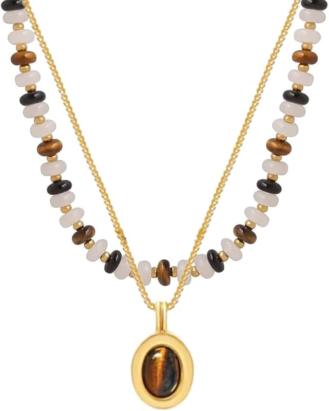 Bohemian Earthy Bead Choker with Stone Pendant
