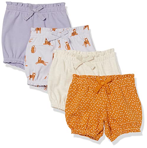 Baby Girls' Bloomer Shorts, Pack of 4, 4-Pack Lilac Big Cats, 24 Months