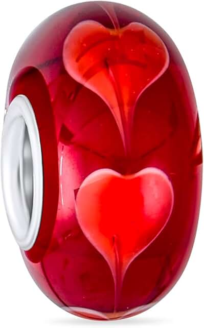 Sterling Silver Heart Charm Bead for Women and Teens
