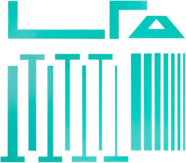 17pcs Acrylic Bookbinding Spacer Tools in Turquoise