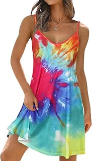 Women's Summer V-Neck Sleeveless Dress with Pockets