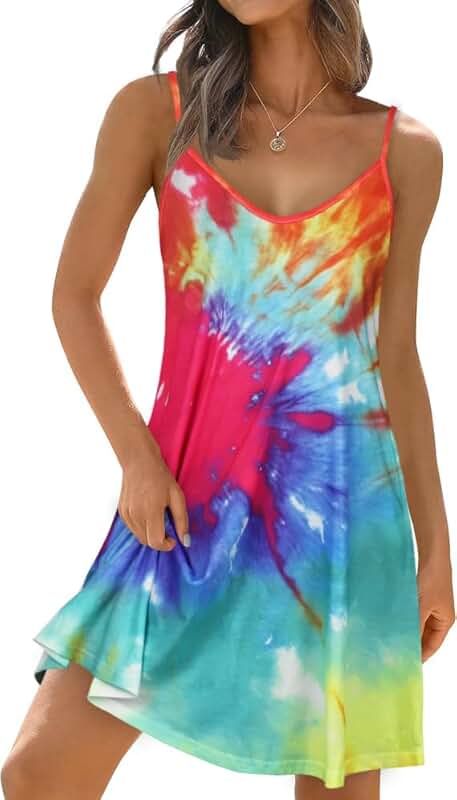 Women's Summer V-Neck Sleeveless Dress with Pockets
