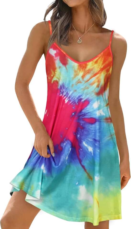 Women's Summer V-Neck Sleeveless Dress with Pockets