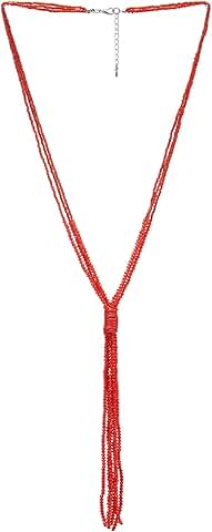Long Y-Shaped Beaded Statement Necklace