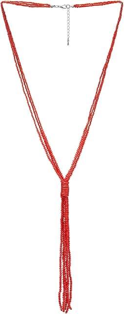 Long Y-Shaped Beaded Statement Necklace