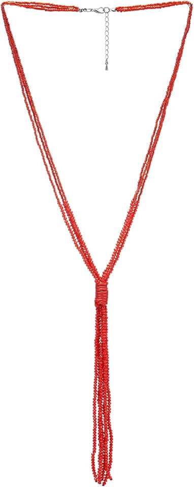 Long Y-Shaped Beaded Statement Necklace
