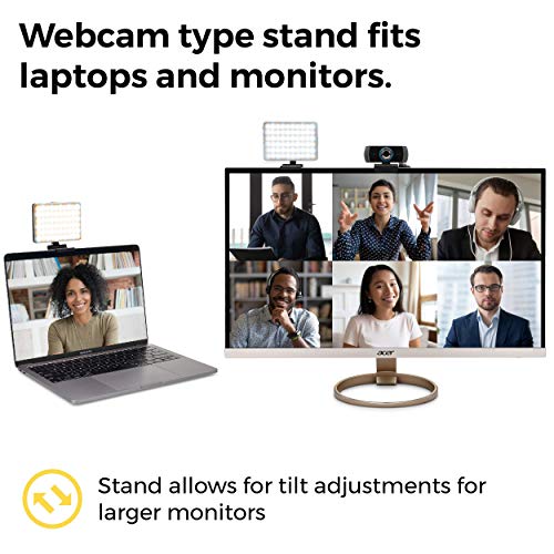 Video Conference Lighting Kit, Camera Light for Zoom Meetings, Streaming Video Face Light, Easy Setup for Remote Work, Computer Monitor or Laptop Light for Video Conferencing