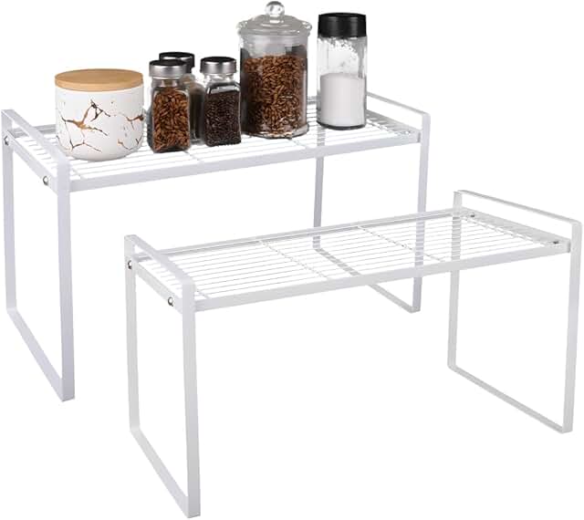 Two Heavy-Duty Metal Shelf Organizers for Kitchen and Storage