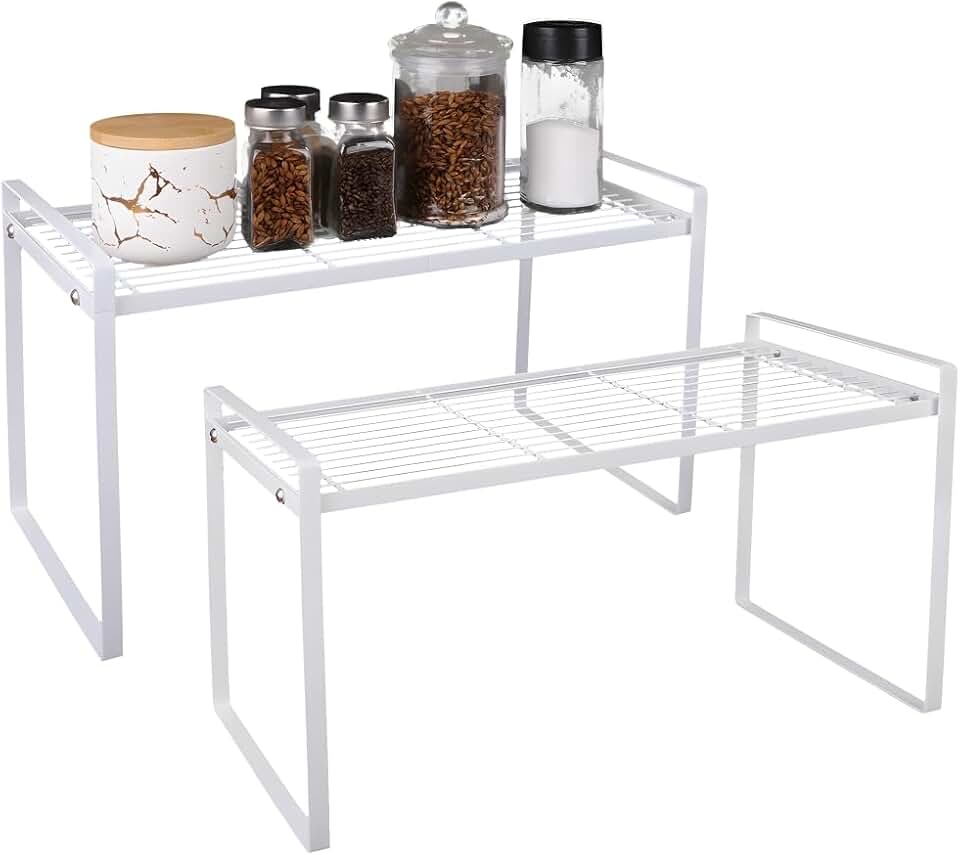Two Heavy-Duty Metal Shelf Organizers for Kitchen and Storage
