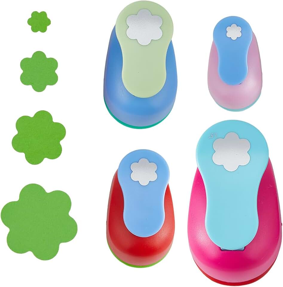 Set of four flower-shaped craft punches for paper and scrapbooking