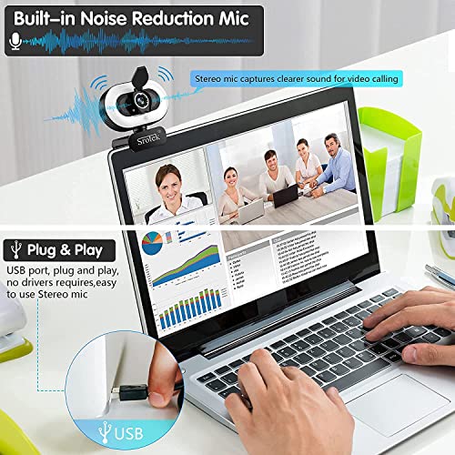 Webcam with Microphone Full HD 1080p Manual Focus USB Web Camera with Plug and Play, Tripod & Privacy Cover, Live Streaming Web Cam with Ring Light for Desktop,Laptop,PC Video Calling,Black