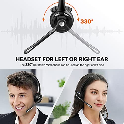Bluetooth Headset, Wireless On Ear Headphones with Noise Cancelling Microphone for Trucker, Hand Free Wireless Headset with Mute Mic for Cellphone, PC, Home, Office, Call Center, Skype, Travel