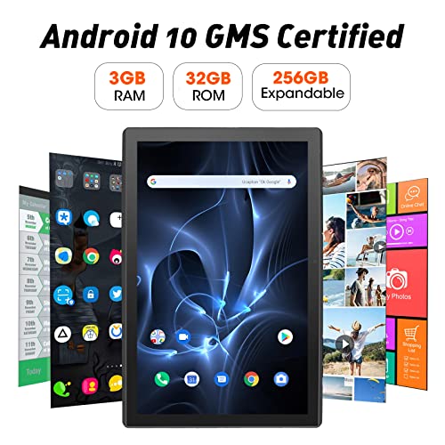 10 Inch Tablet with Case,Android 11.0 Tablets (GMS ),3GB RAM 32GB ROM,WiFi 6 Tablet with 5MP+8MP Dual Camera,1.6 GHz Quad-Core Processor and Dual Box Speakers (Black)