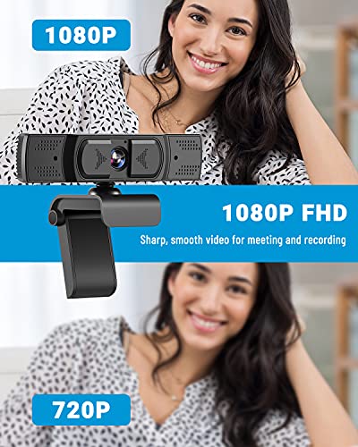 1080P Webcam with Microphone, 2021 [Upgraded] HD Streaming Webcam, AutoFocus, Privacy Cover, Laptop/Desktop USB Computer Web Camera, Plug and Play, for PC Video Conferencing/Calling/Gaming